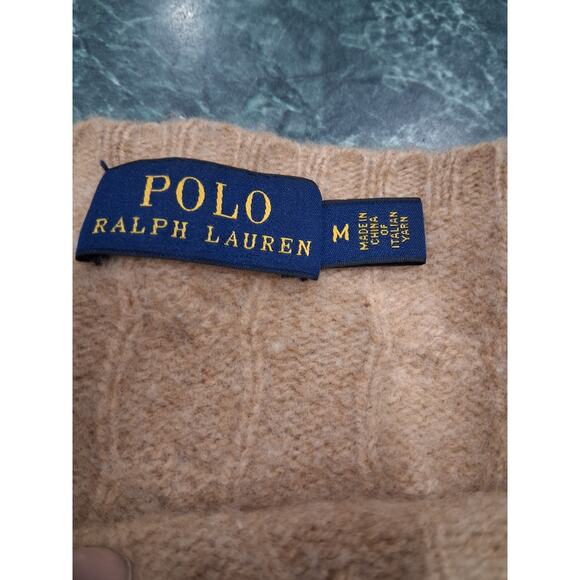 Polo Ralph Lauren Merino Wool Cashmere Cable Italian Yarn Knit Sweater Sz Medium - Picture 4 of 11